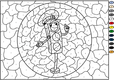 Traffic Light Color by Number Coloring page