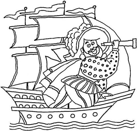 Columbus Is Looking For India  Coloring page