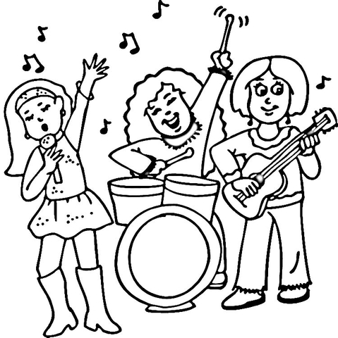 Concert of a Female Rock Band  Coloring page