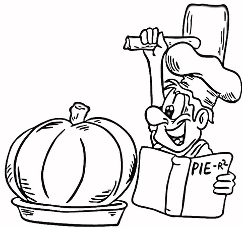 Cooking a Pumpkin Pie  Coloring page