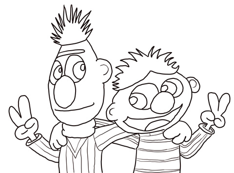 Cool Bert and Ernie Coloring page