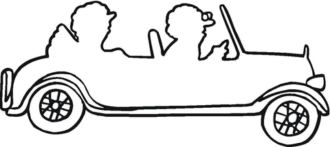 Couple in a Car Outline  Coloring page