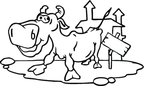 Cow Illustration 2 Coloring page