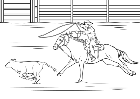 Calf Roping Rodeo Coloring page