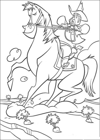 Cowboy Is Riding a Horse  Coloring page