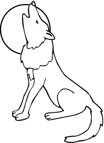 Coyote howling moon Coloring page