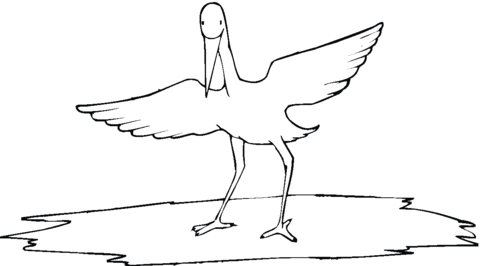 Crane flapping wings Coloring page