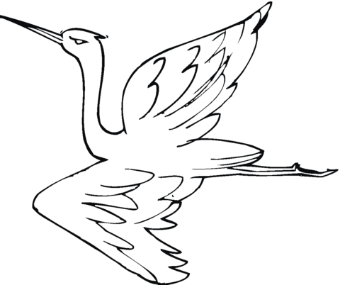 Crane is flying Coloring page
