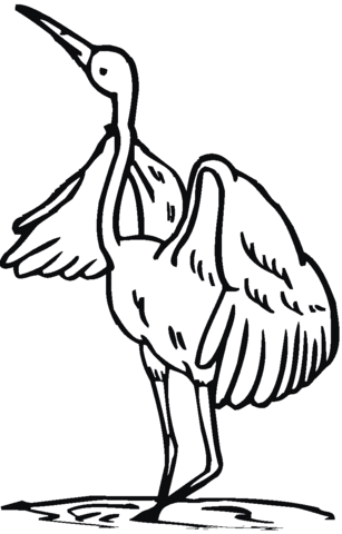 Crane is ready to take off Coloring page