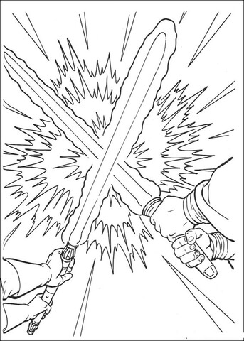 Lightsaber duel Coloring page