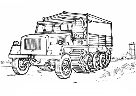 US Military Half-track Coloring page