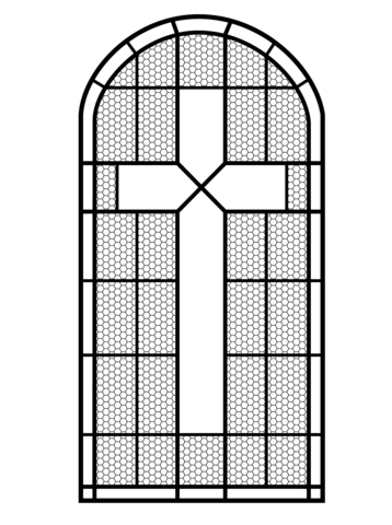 Cross Stained Glass Window Coloring page