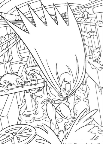 Batman down in sewage Coloring page