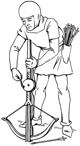 Crossbowman Cocking An Arbalest Coloring page