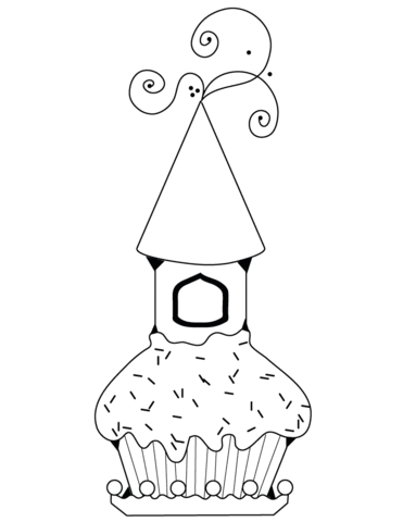 Cupcake with Castle Coloring page