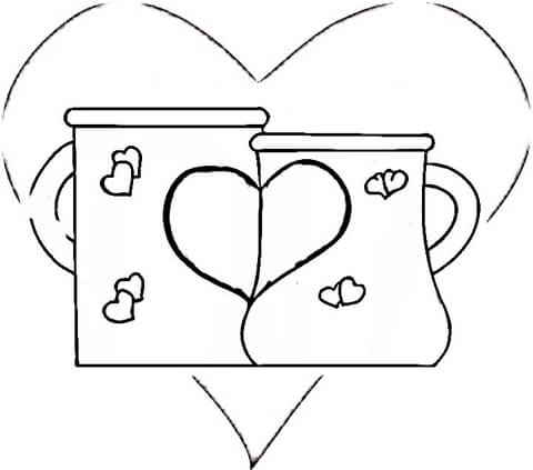 Cups in Love  Coloring page