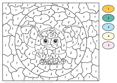 Cute Elephant Color by Number Coloring page