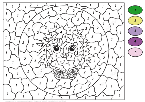 Cute Hedgehog Color by Number Coloring page