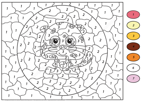 Cute Leopard Color by Number Coloring page