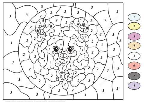 Cute Ram Color by Number Coloring page