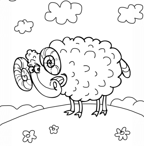 Cute Ram Coloring page