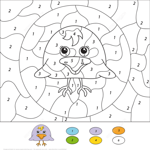 Cute Raven Nestling Color by Number Coloring page