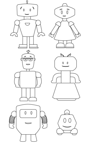 Cute Robots Coloring page