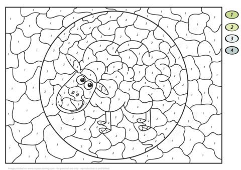 Cute Sheep Color by Number Coloring page