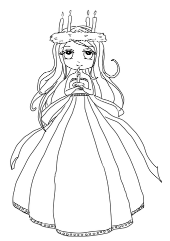 Cute St. Lucia Girl Coloring page