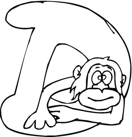 D Monkey Coloring page