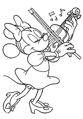 Minnie Mouse is Playing the Violin Coloring page