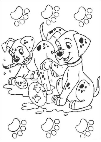 Dalmatians are drawing  Coloring page