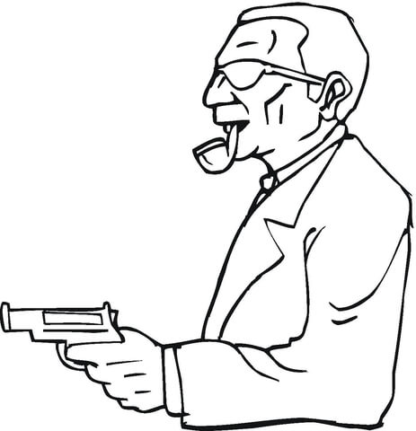 A man with a gun Coloring page