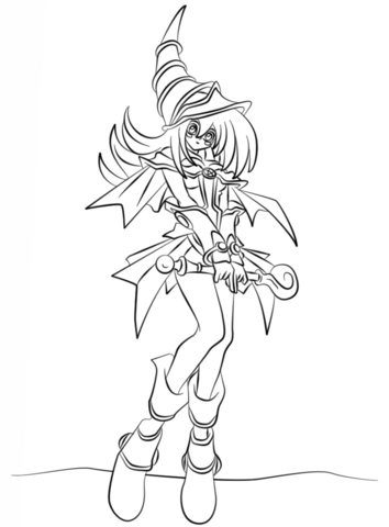 Dark Magician Girl from Yu-Gi-Oh! Coloring page
