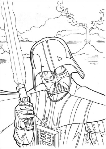 Darth Vader with Laser Sword Coloring page