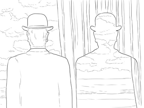 Decalcomania by Rene Magritte Coloring page