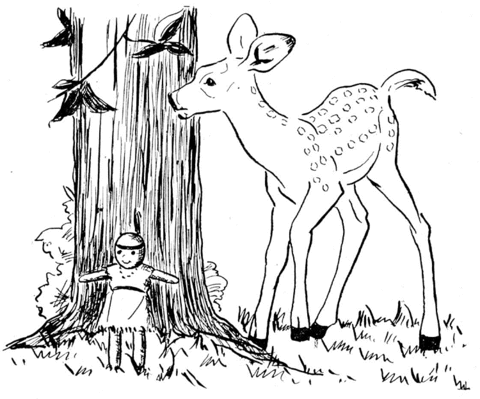 Deer Near Tree Coloring page