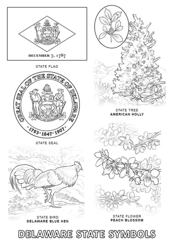 Delaware State Symbols Coloring page