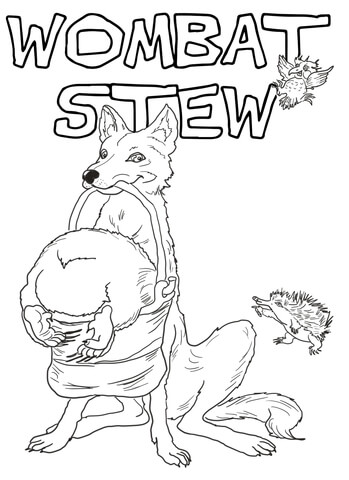 Dingo and Wombat in a Pot Coloring page