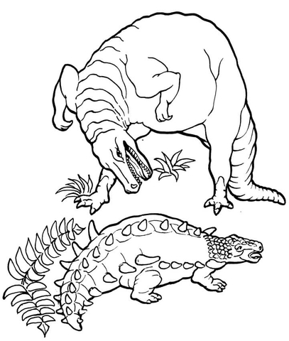 Ankylosaurus vs. Tyrannosaurus Coloring page