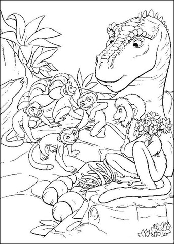 Aladar And Monkeys  Coloring page