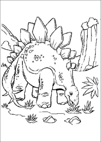 Stegosaurus Is Eating the grass  Coloring page