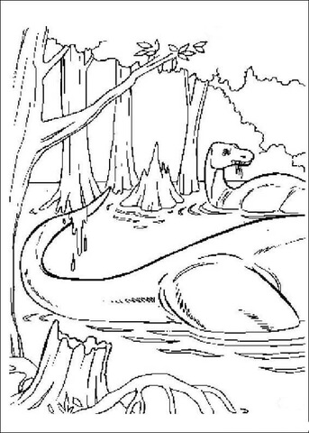 Dinosaures in The Lake  Coloring page
