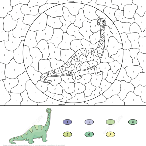 Diplodocus Color by Number Coloring page