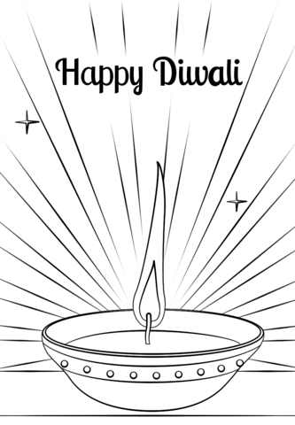Diwali Diya Coloring page