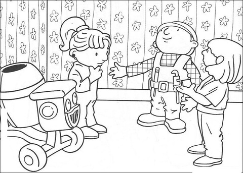 Dizzy, Wendy and Bob Meet Mrs. Barbara Bentley  Coloring page