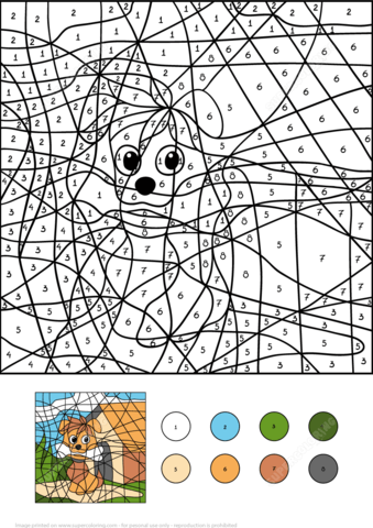 Dog Color by Number Coloring page
