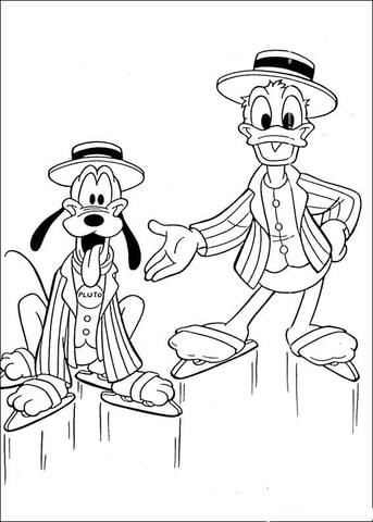 Donald And Pluto  Coloring page