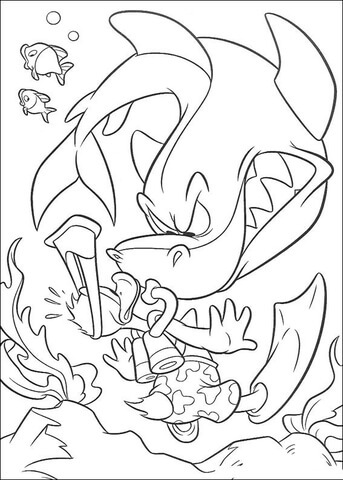 Donald And a Sinister Shark  Coloring page