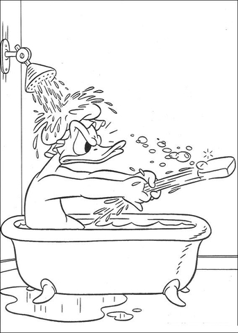 Donald In a Bathtub  Coloring page
